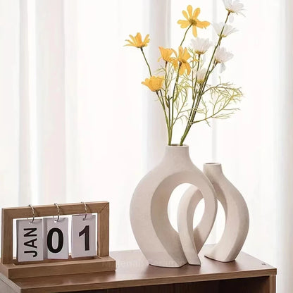 Boho Harmony Donut Vase Duo