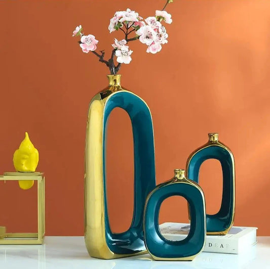 Golden Horizon Ceramic Vase